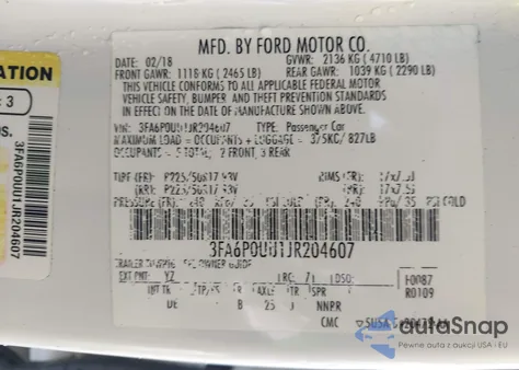 2018 Ford Fusion Hybrid S from USA, damaged, VIN 3FA6P0UU1JR204607